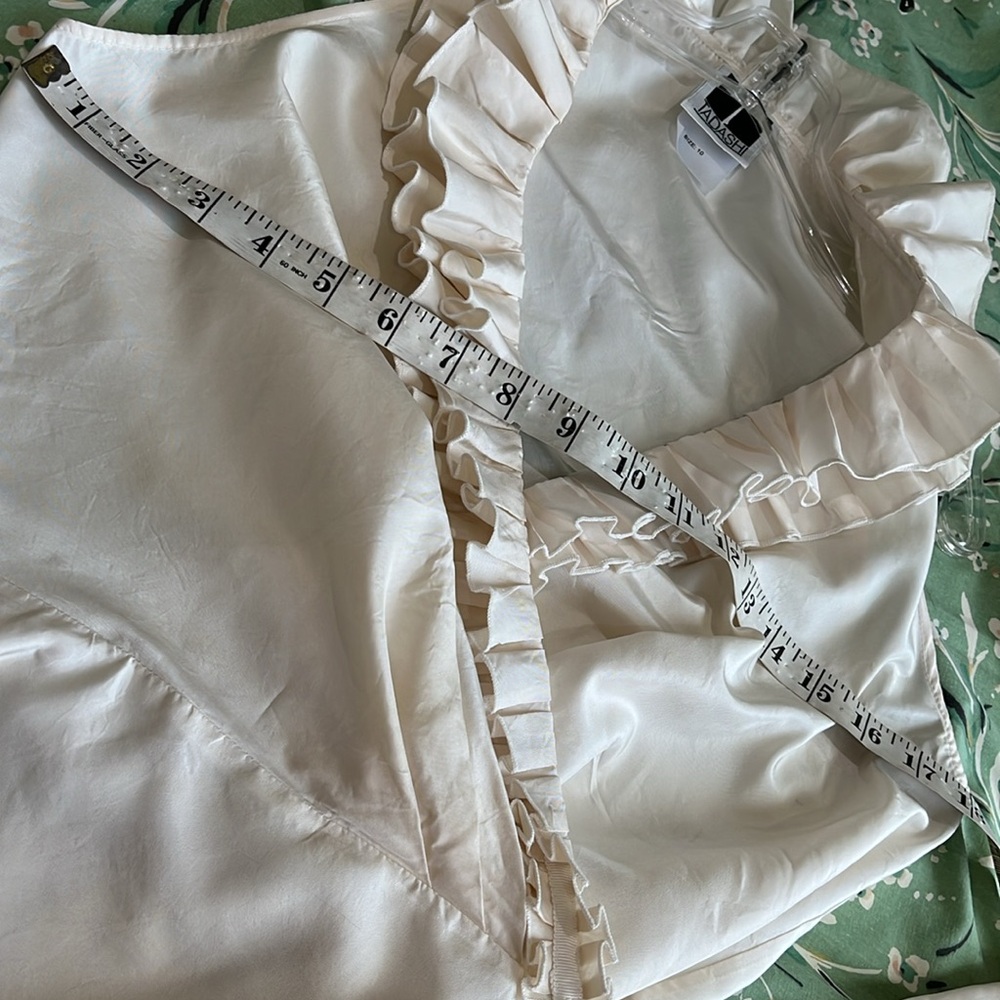 Tadashi Shoji Cream Ruffle Satin Wrap Camisole - Picture 11 of 12